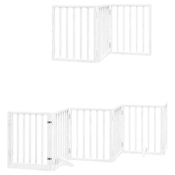 vidaXL hundelåge med dør 15 paneler 750 cm foldbar poppeltræ hvid