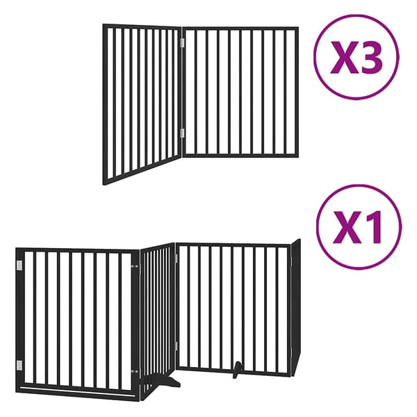 vidaXL Koiraportti kokoontaittuva 10 paneelia musta 800 cm poppelipuu