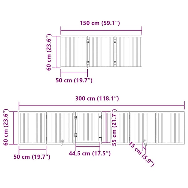 vidaXL hundelåge med dør 15 paneler 750 cm foldbar poppeltræ brun