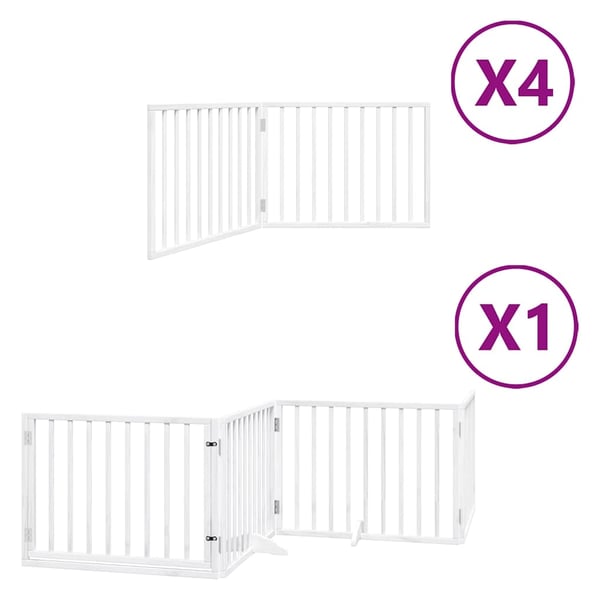 vidaXL hundelåge med dør 12 paneler 960 cm foldbar poppeltræ hvid