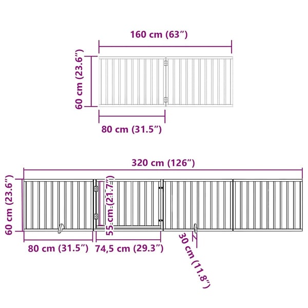 vidaXL Hundeport sammenleggbar 6 paneler 480 cm poppeltre