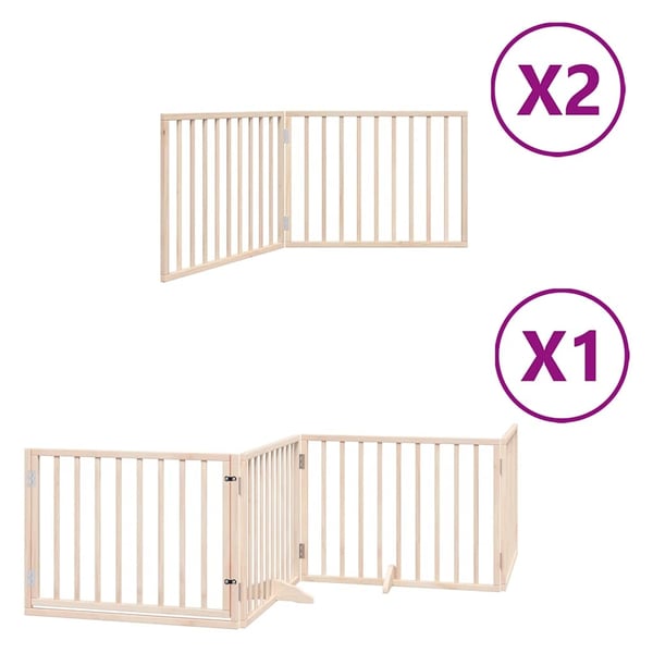 vidaXL hundelåge med dør 8 paneler 640 cm foldbar poppeltræ