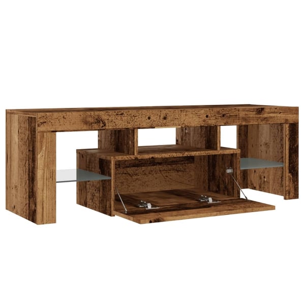 vidaXL TV-benk med LED-lys gammelt tre 120x36,5x40 cm konstruert tre