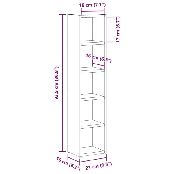 vidaXL CD-skap 2 stk gammelt tre 21x16x93,5 cm konstruert tre