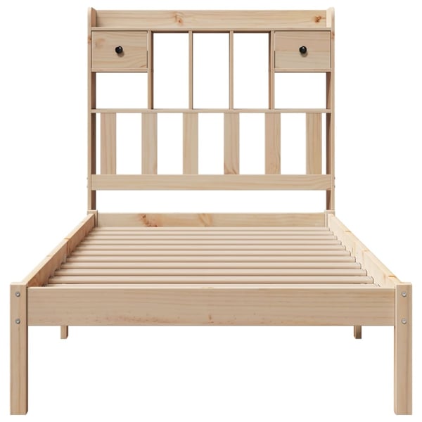 vidaXL Seng med bokhylle uten madrass 75x190 cm heltre furu