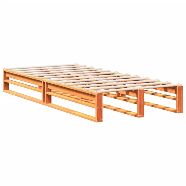 vidaXL seng med reol uden madras 100x200cm massivt fyrretræ gyldenbrun