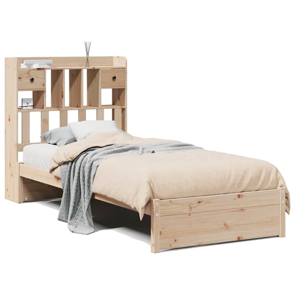 vidaXL Seng med bokhylle uten madrass 75x190 cm heltre furu