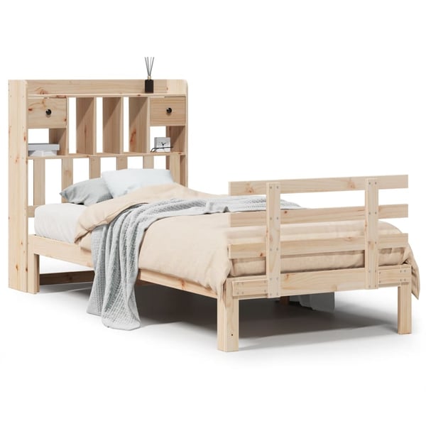 vidaXL Seng med bokhylle uten madrass 90x200 cm heltre furu
