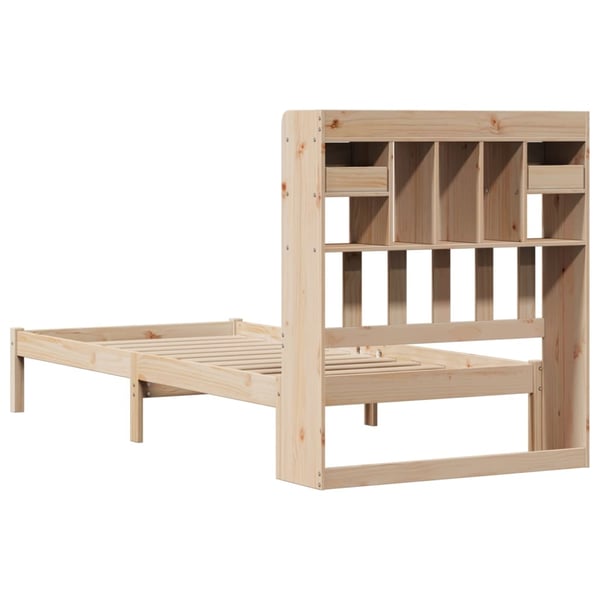 vidaXL Seng med bokhylle uten madrass 90x190 cm heltre furu