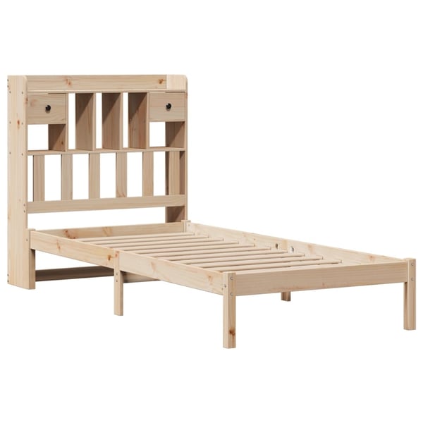 vidaXL Seng med bokhylle uten madrass 90x200 cm heltre furu