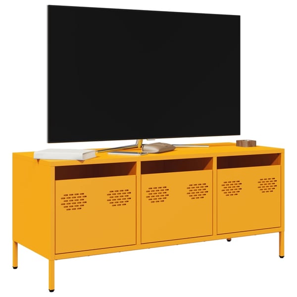vidaXL TV-benk sennepsgul 101,5x39x43,5 cm kaldvalset stål