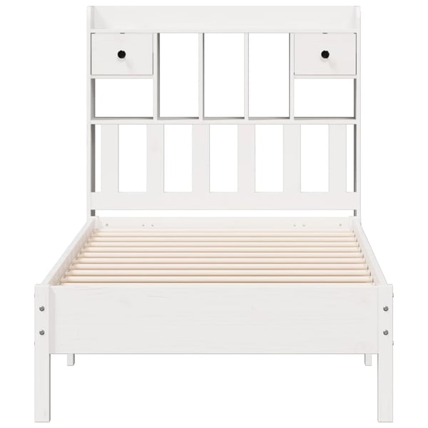 vidaXL Seng med bokhylle uten madrass hvit 75x190 cm heltre furu
