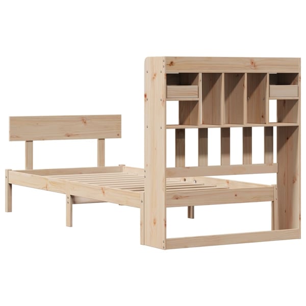 vidaXL Seng med bokhylle uten madrass 90x200 cm heltre furu