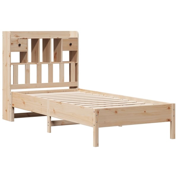 vidaXL Seng med bokhylle uten madrass 75x190 cm heltre furu