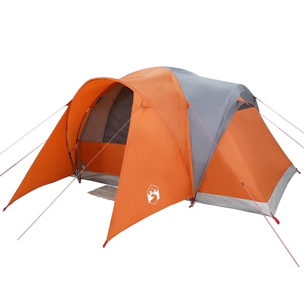 vidaXL Kuppeltelt for camping 6 personer grå og oransje vanntett