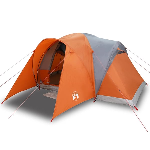 vidaXL Kuppeltelt for camping 6 personer grå og oransje vanntett