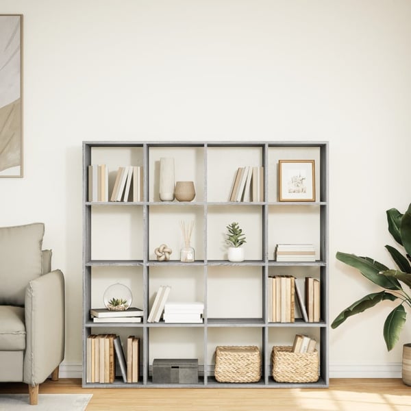 vidaXL Bokhylle grå sonoma 137,5x29x137,5 cm konstruert tre