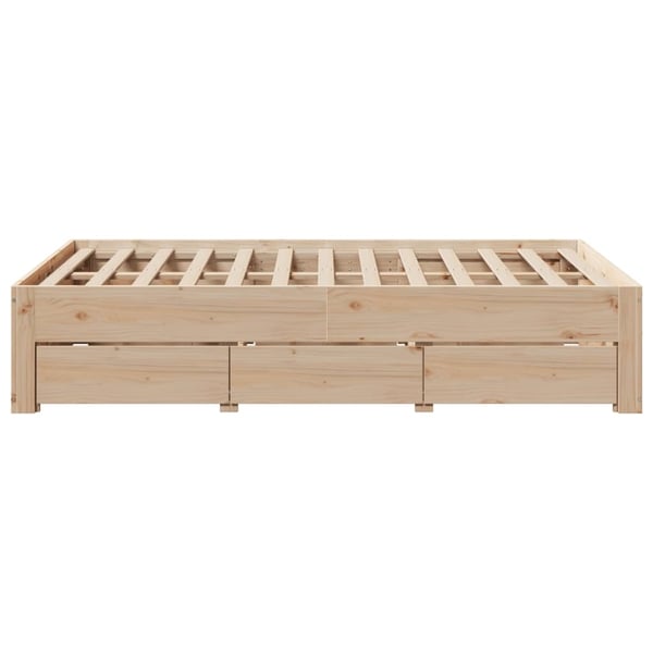 vidaXL Sengeramme uten madrass med skuffer 135x190 cm heltre furu