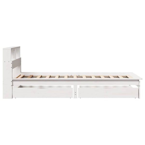 vidaXL Seng med bokhylle uten madrass hvit 100x200 cm heltre furu