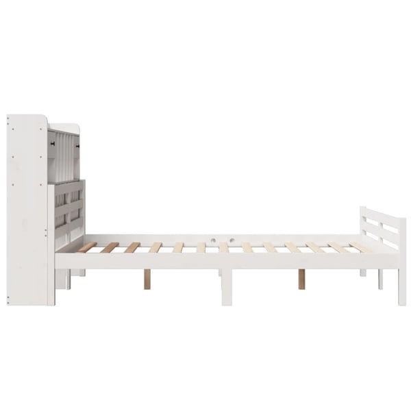 vidaXL seng med reol uden madras 140x200 cm massivt fyrretræ hvid