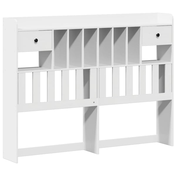 vidaXL Seng med bokhylle uten madrass hvit 140x190 cm heltre furu