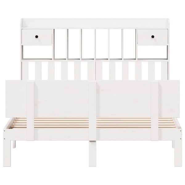 vidaXL Seng med bokhylle uten madrass hvit 140x190 cm heltre furu