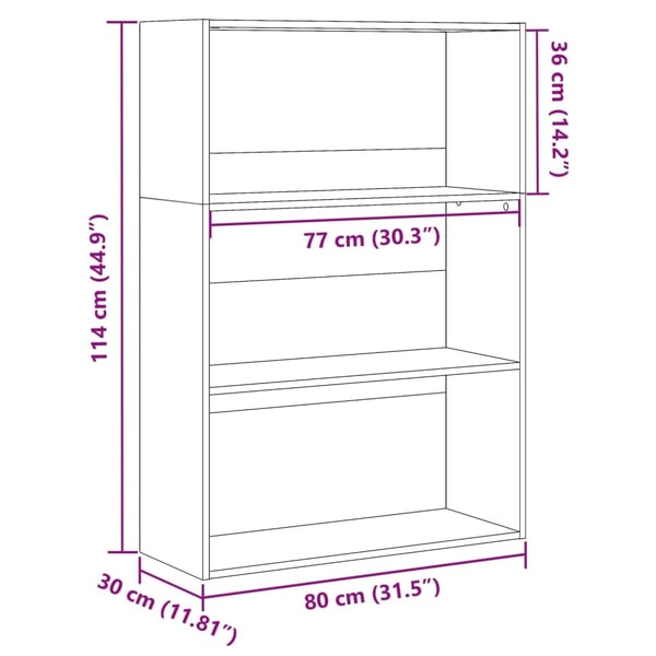 vidaXL Bokhylle sonoma eik 80x30x114 cm konstruert tre