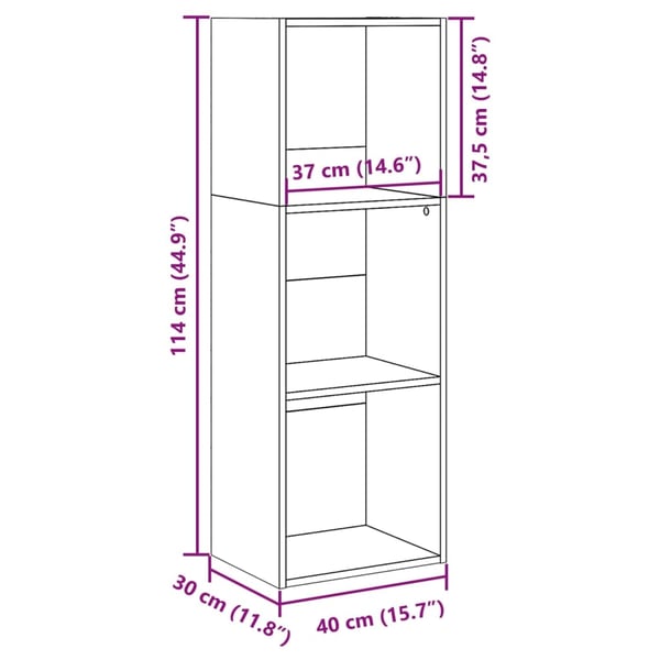 vidaXL Bokhylle gammelt tre 40x30x114 cm konstruert tre