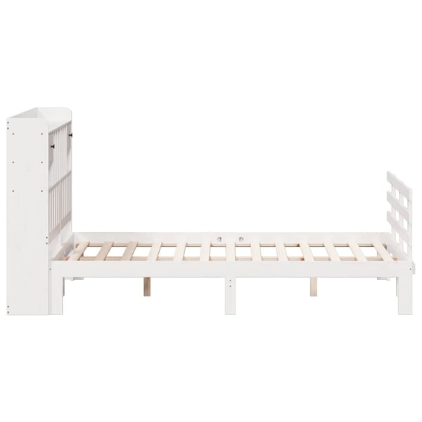 vidaXL Seng med bokhylle uten madrass hvit 160x200 cm heltre furu