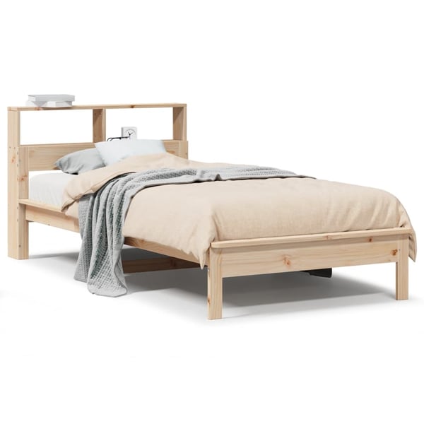 vidaXL Seng med bokhylle uten madrass 75x190 cm heltre furu