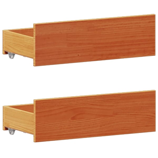vidaXL Seng med bokhylle uten madrass voksbrun 135x190 cm heltre furu