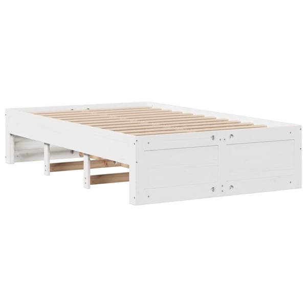 vidaXL Sengeramme uten madrass med skuffer hvit 135x190 cm heltre furu