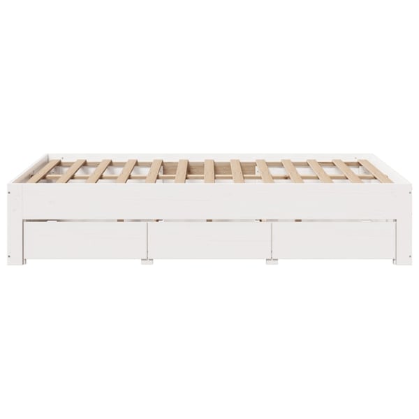 vidaXL Sengeramme uten madrass med skuffer hvit 135x190 cm heltre furu