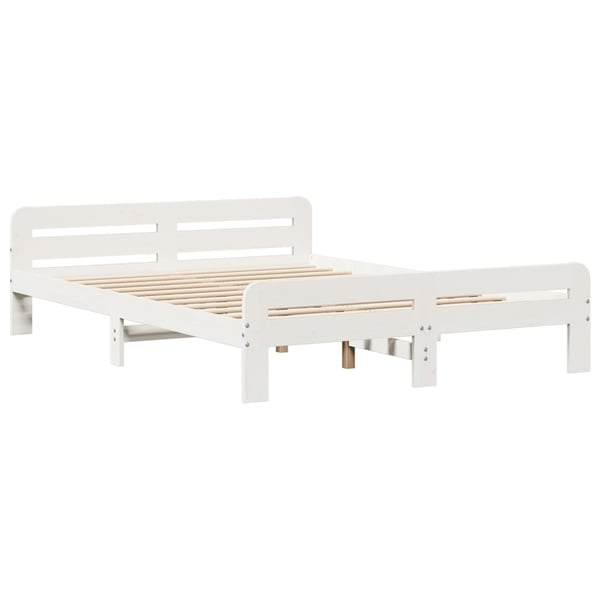 vidaXL Seng med bokhylle uten madrass hvit 140x200 cm heltre furu