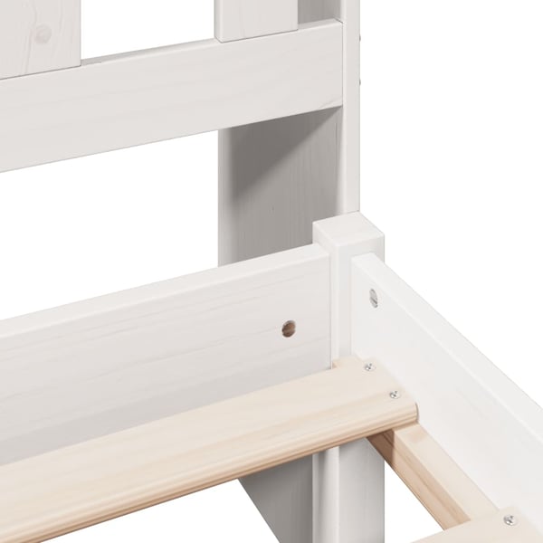 vidaXL Seng med bokhylle uten madrass hvit 140x200 cm heltre furu