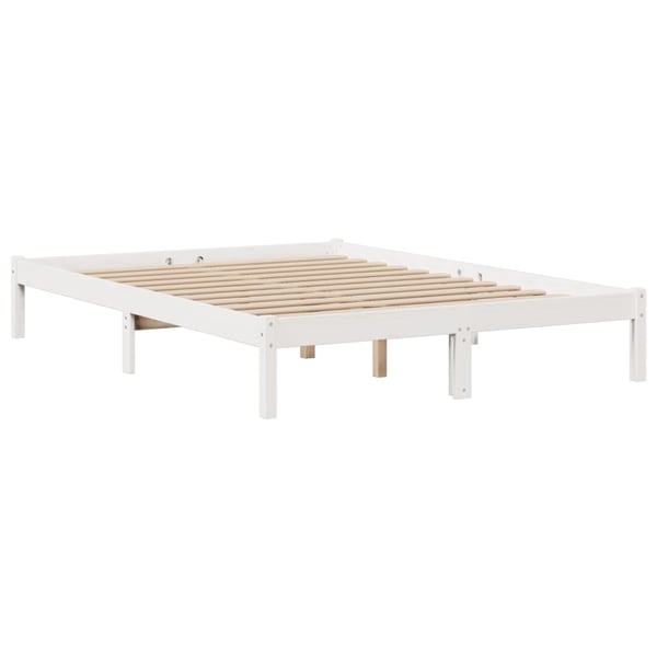 vidaXL Seng med bokhylle uten madrass hvit 140x200 cm heltre furu