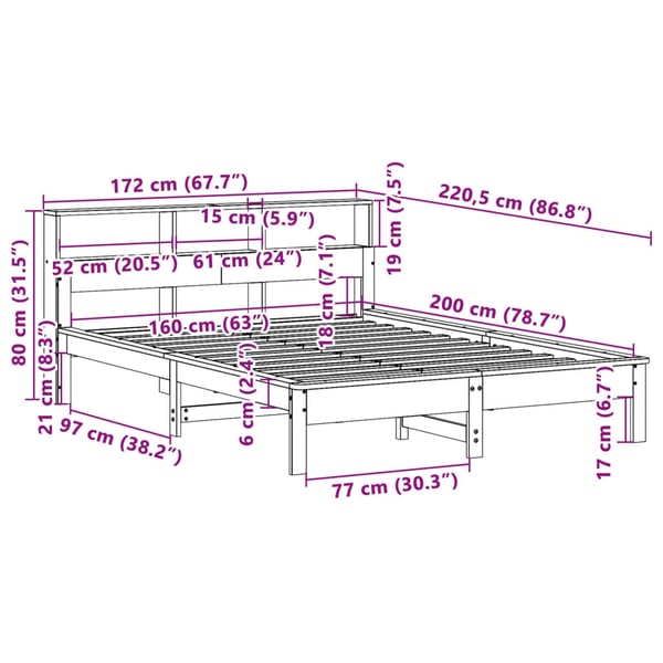 vidaXL Sengeramme uten madrass voksbrun 160x200 cm heltre furu