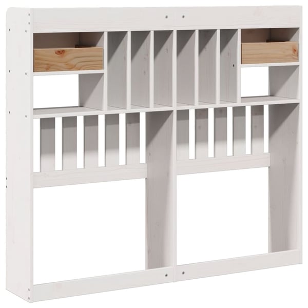 vidaXL Hodegavl med oppbevaring hvit 135 cm heltre furu
