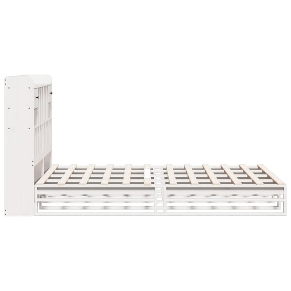 vidaXL Seng med bokhylle uten madrass hvit 160x200 cm heltre furu