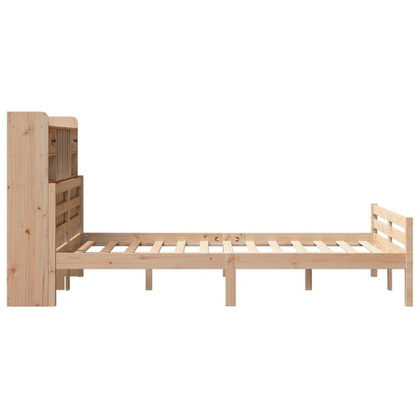 vidaXL Seng med bokhylle uten madrass 135x190 cm heltre furu