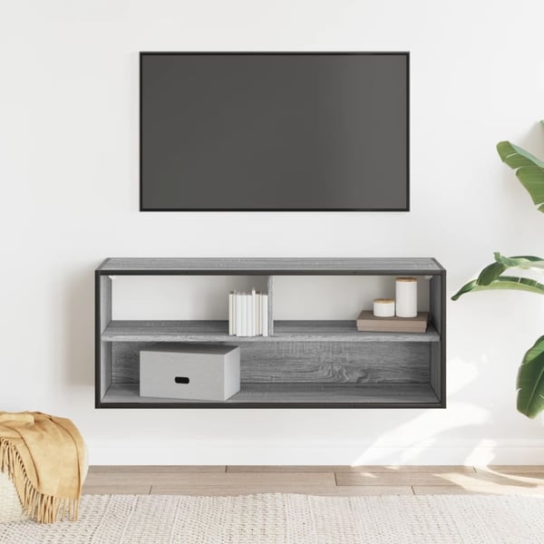 vidaXL TV-benk grå sonoma 100x31x39,5 cm konstruert tre og metall