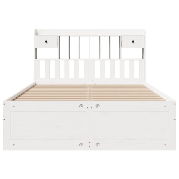 vidaXL seng med reol uden madras 140x190 cm massivt fyrretræ hvid