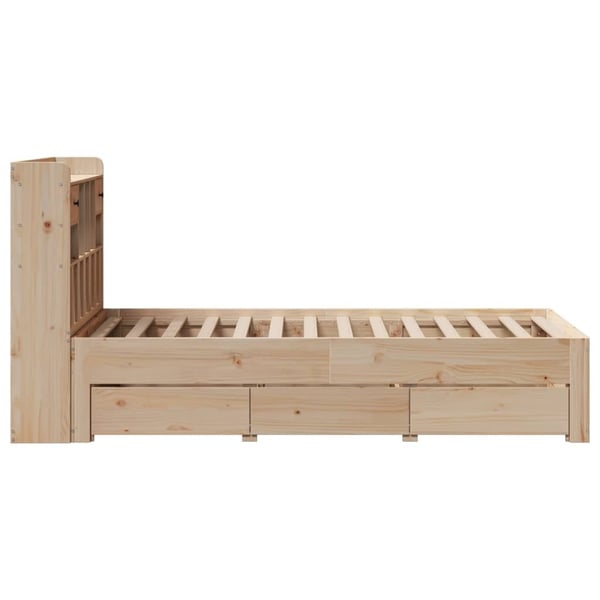 vidaXL Seng med bokhylle uten madrass 75x190 cm heltre furu