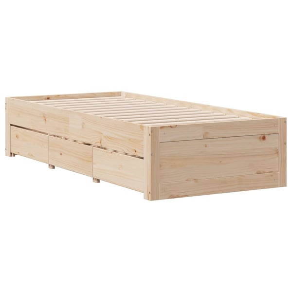 vidaXL Seng med bokhylle uten madrass 75x190 cm heltre furu