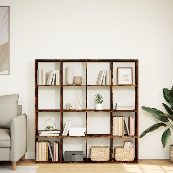 vidaXL bogskab 137,5x29x137,5 cm konstrueret træ røget egetræ