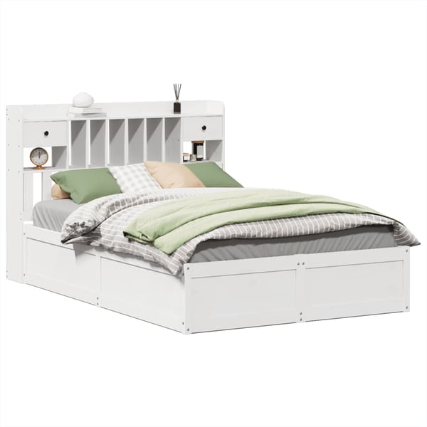 vidaXL Sengeramme uten madrass hvit 140x190 cm heltre furu