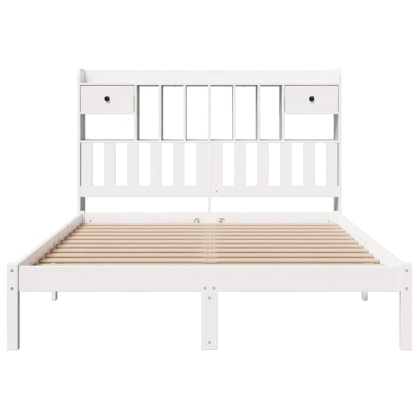 vidaXL seng med reol uden madras 140x190 cm massivt fyrretræ hvid