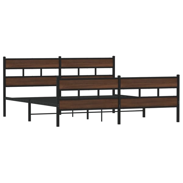 vidaXL Sengeramme i metall uten madrass brun eik 200x200 cm