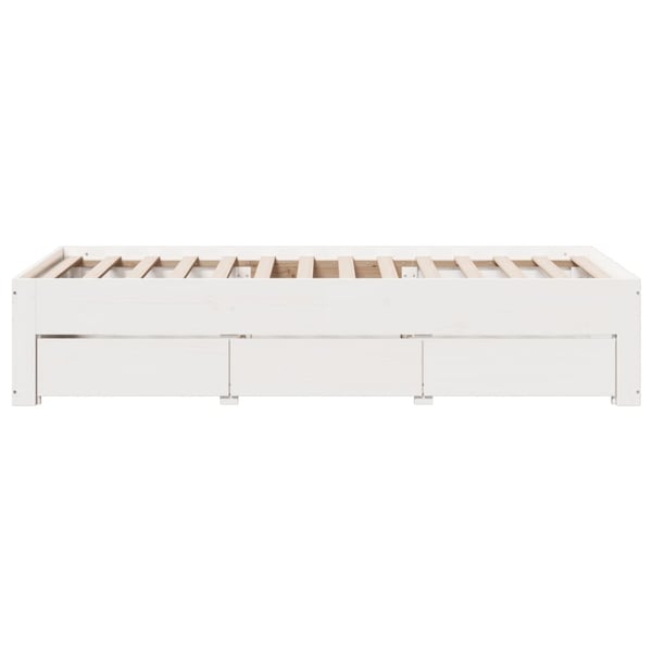 vidaXL Sengeramme uten madrass med skuffer hvit 75x190 cm heltre furu