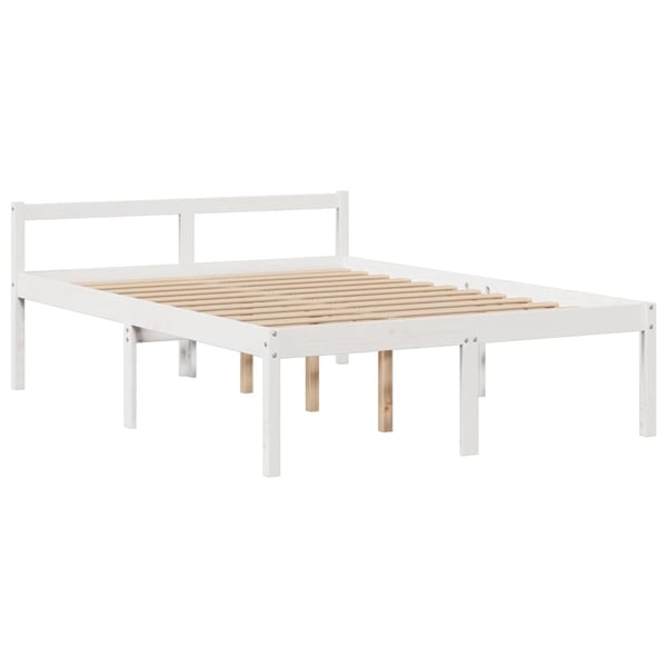 vidaXL seng med reol uden madras 140x190 cm massivt fyrretræ hvid